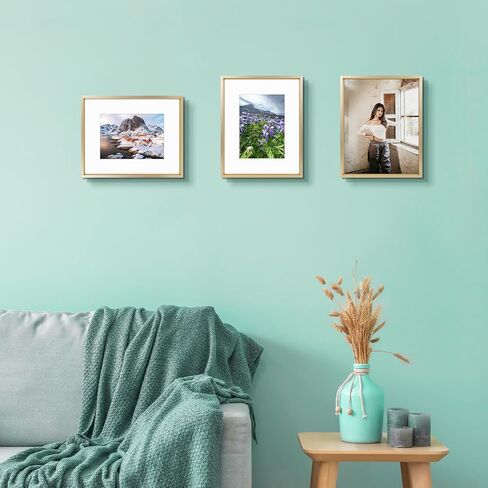 AUEAR, 16x20 Aluminum Frame in Gold - Real Glass - Made to Display Pictures 11x14 with Ivory Color Mat Horizontal and Vertical Formats for Wall (2 Pack) in Saudi Arabia