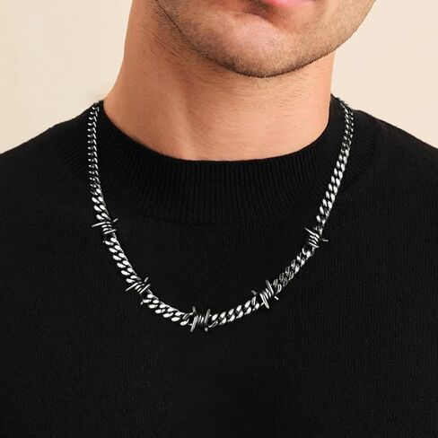 Feel Style Barbed Wire سلسلة ارتباط كوبية للرجال نساء من الفولاذ المقاوم للصدأ الأشواك قلادة قلادة الهيب هوب الشرير المجوهرات القوطية 16-22 بوصة in Kuwait
