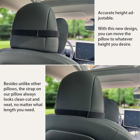 Tesla Headrest Pillow 2 Packs Genuine Nappa Leather Car Neck Pillow Tesla Model Y Model 3 Model X Model S Universal Fit Neck Support Cushion Black in Saudi Arabia