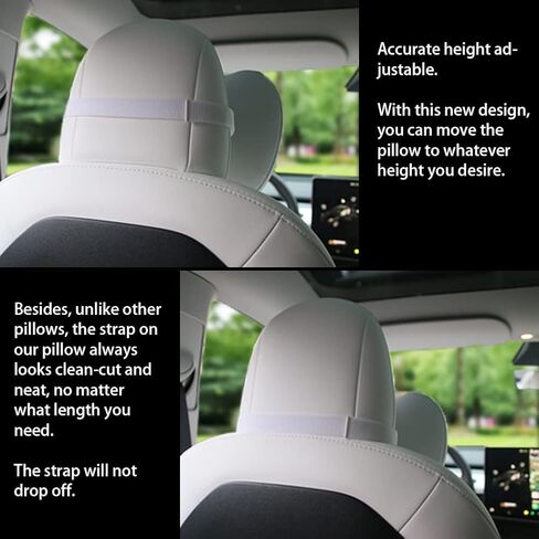 Tesla Headrest Pillow 2 Packs Genuine Nappa Leather Car Neck Pillow Tesla Model Y Model 3 Model X Model S Universal Fit Neck Support Cushion Black in Saudi Arabia