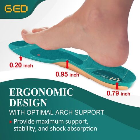 النعال أحذية الجولف للرجال - GED Sports Insoles لدعم القوس وألعاب القوى - خفيفة الوزن ، مرنة ، تقليم لتناسب ، وزيادة الاستقرار ، التوازن ، التقلبات الدقيقة ، انخفاض التعب في القدم (الولايات المتحدة 9-13.5) in Kuwait