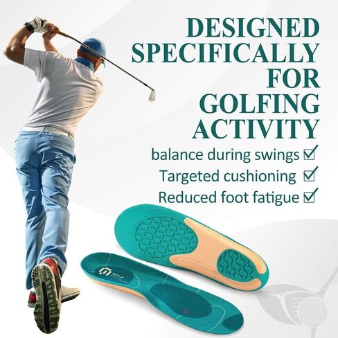 النعال أحذية الجولف للرجال - GED Sports Insoles لدعم القوس وألعاب القوى - خفيفة الوزن ، مرنة ، تقليم لتناسب ، وزيادة الاستقرار ، التوازن ، التقلبات الدقيقة ، انخفاض التعب في القدم (الولايات المتحدة 9-13.5) in Kuwait