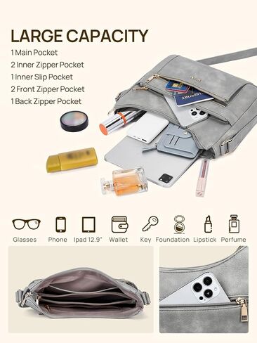 حقائب تيلينا كروس للنساء، حقيبة كتف عصرية من الجلد النباتي، حقيبة كتف هوبو، سعة كبيرة in Kuwait