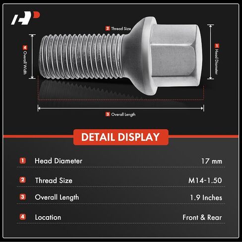 A-Premium M14-1.50 Wheel Studs Compatible with Mercedes-Benz C230 C250 C280 C300 C350 C350e C400 C63 AMG E200 E250 E300 Front and Rear Side 20-PC Set in Saudi Arabia