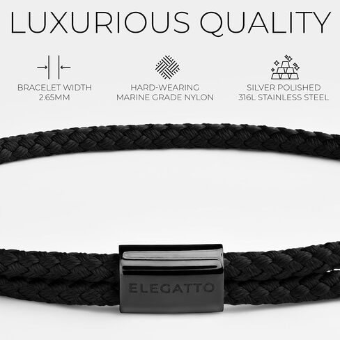 Elegatto Sailor Premium Rope Bracelet للرجال | نايلون البحرية الحبل مع الفضة المصقول المصقول من الفولاذ المقاوم للصدأ السحب إغلاق الحبل | أساور مصمم الرجال in Kuwait