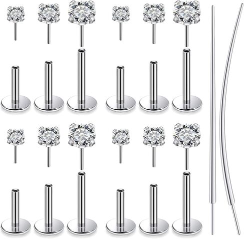 14 كيلو الذهب مملوءة بخيوط الخواتم خواتم الأنف الأزرار المسطحة في المقودات الخلفية 20G 18G 16G 316L خواتم أنف من الفولاذ المقاوم للصدأ الجراحية in Kuwait