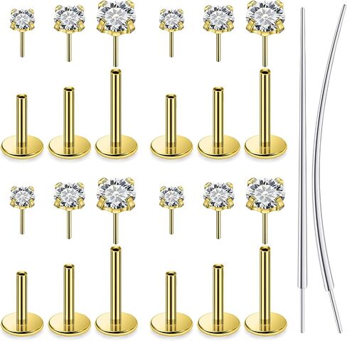 14 كيلو الذهب مملوءة بخيوط الخواتم خواتم الأنف الأزرار المسطحة في المقودات الخلفية 20G 18G 16G 316L خواتم أنف من الفولاذ المقاوم للصدأ الجراحية in Saudi Arabia