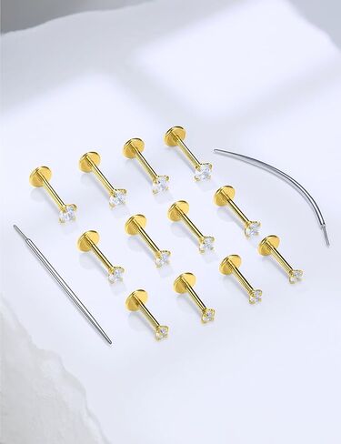 14 كيلو الذهب مملوءة بخيوط الخواتم خواتم الأنف الأزرار المسطحة في المقودات الخلفية 20G 18G 16G 316L خواتم أنف من الفولاذ المقاوم للصدأ الجراحية in Kuwait