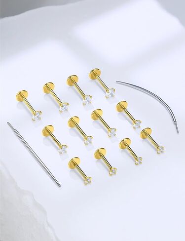 14 كيلو الذهب مملوءة بخيوط الخواتم خواتم الأنف الأزرار المسطحة في المقودات الخلفية 20G 18G 16G 316L خواتم أنف من الفولاذ المقاوم للصدأ الجراحية in Saudi Arabia