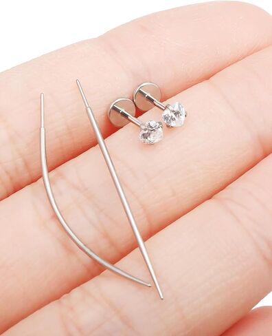 F136 Titanium 20/18/16G Threadless Flat Back Stud Earrings Nose Rings Lip Labret Medusa Monroe Piercing Jewelry with Taper for Women Men in Saudi Arabia
