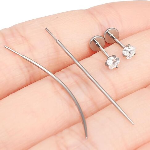 F136 Titanium 20/18/16G Threadless Flat Back Stud Earrings Nose Rings Lip Labret Medusa Monroe Piercing Jewelry with Taper for Women Men in Saudi Arabia