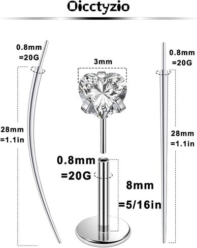 F136 Titanium 20/18/16G Threadless Flat Back Stud Earrings Nose Rings Lip Labret Medusa Monroe Piercing Jewelry with Taper for Women Men in Saudi Arabia