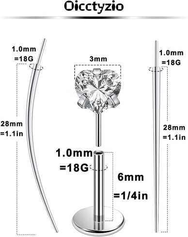 F136 Titanium 20/18/16G Threadless Flat Back Stud Earrings Nose Rings Lip Labret Medusa Monroe Piercing Jewelry with Taper for Women Men in Saudi Arabia
