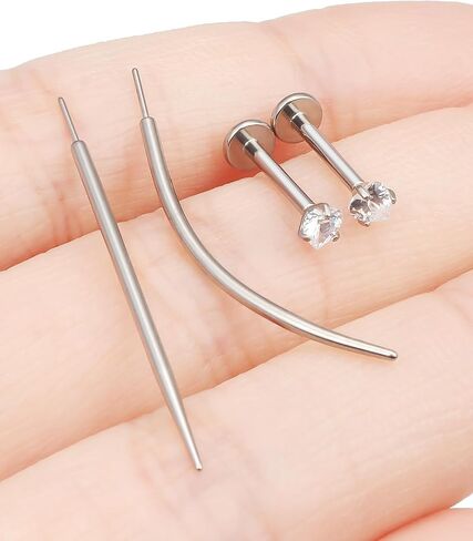 F136 Titanium 20/18/16G Threadless Flat Back Stud Earrings Nose Rings Lip Labret Medusa Monroe Piercing Jewelry with Taper for Women Men in Saudi Arabia