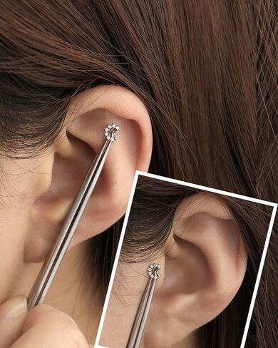JOWSEEN F136 Titanium Flat Back Strains 16g داخليًا ملولبًا للأقراط Moon Moon Tragus Conch Helix Jewelry for Women Nose Lip Stud in Kuwait