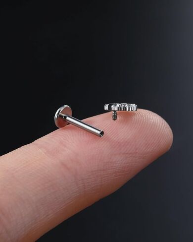 JOWSEEN F136 Titanium Flat Back Strains 16g داخليًا ملولبًا للأقراط Moon Moon Tragus Conch Helix Jewelry for Women Nose Lip Stud in Kuwait