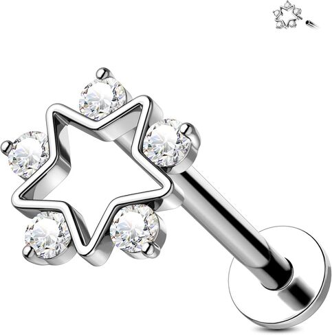 JOWSEEN F136 Titanium Flat Back Strains 16g داخليًا ملولبًا للأقراط Moon Moon Tragus Conch Helix Jewelry for Women Nose Lip Stud in Kuwait