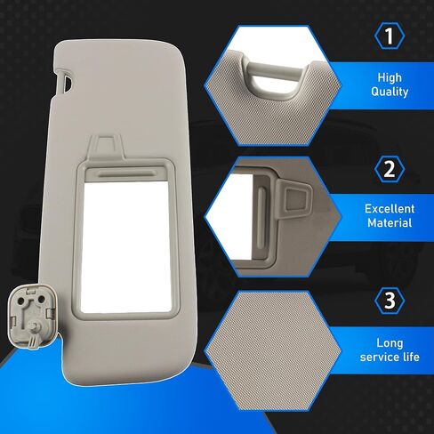 Passenger Side Sun Visor Compatible with 2017 2018 2019 2020 2021 2022 KIA Sportage Front Right Sun Protection Shade Makeup Mirror Gray Replaces 85210-D9110 85210D9110 in Kuwait