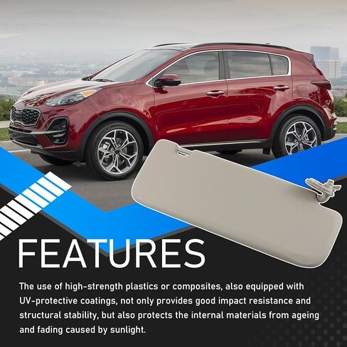 Passenger Side Sun Visor Compatible with 2017 2018 2019 2020 2021 2022 KIA Sportage Front Right Sun Protection Shade Makeup Mirror Gray Replaces 85210-D9110 85210D9110 in Kuwait