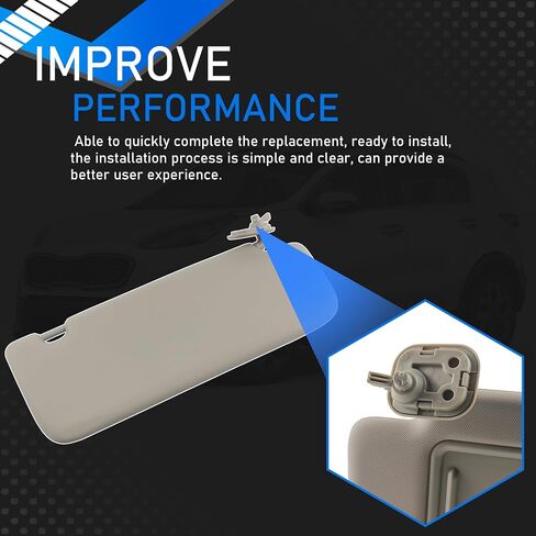 Passenger Side Sun Visor Compatible with 2017 2018 2019 2020 2021 2022 KIA Sportage Front Right Sun Protection Shade Makeup Mirror Gray Replaces 85210-D9110 85210D9110 in Kuwait