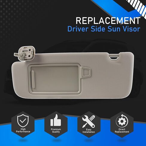 Passenger Side Sun Visor Compatible with 2017 2018 2019 2020 2021 2022 KIA Sportage Front Right Sun Protection Shade Makeup Mirror Gray Replaces 85210-D9110 85210D9110 in Kuwait