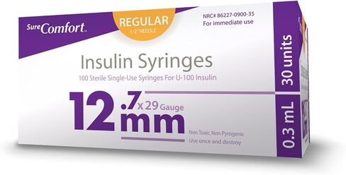 U-100 Insulin Syringes 31G x 5/16" 1cc (8 mm), Quality Disposable Syringes for Diabetes Care, Box of 100 in Kuwait