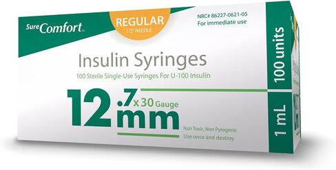 U-100 Insulin Syringes 31G x 5/16" 1cc (8 mm), Quality Disposable Syringes for Diabetes Care, Box of 100 in Kuwait