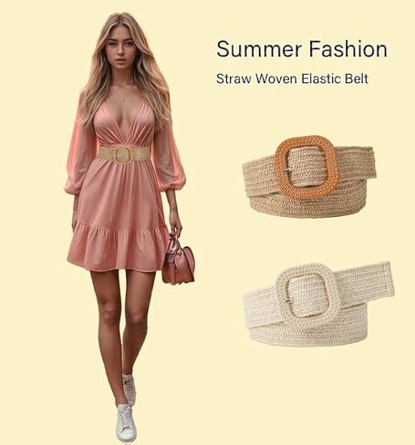 COTIM COYIN Women Braided Wide Belt Woven Waist Belt, Straw Woven Elastic Belt for Women for Dress Jeans Pants in Saudi Arabia