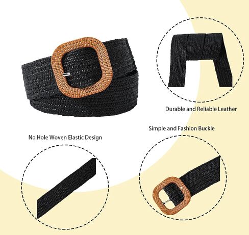 COTIM COYIN Women Braided Wide Belt Woven Waist Belt, Straw Woven Elastic Belt for Women for Dress Jeans Pants in Saudi Arabia