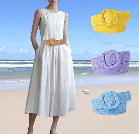 COTIM COYIN Women Braided Wide Belt Woven Waist Belt, Straw Woven Elastic Belt for Women for Dress Jeans Pants in Saudi Arabia