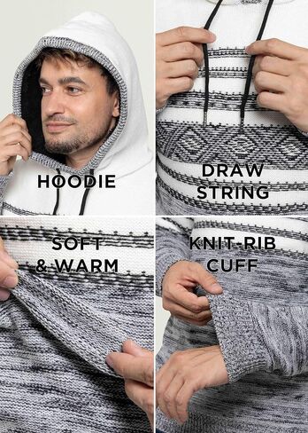 X RAY Mens Fashion Hoodies Pullover Sweater, Casual Knit Color Block Slim Fit Hoodies for Men in Saudi Arabia