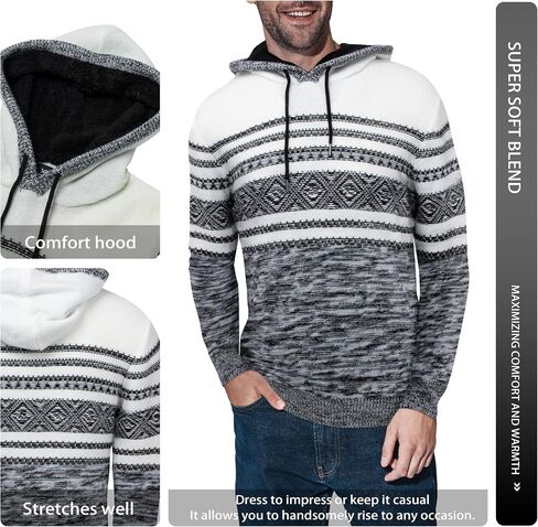 X RAY Mens Fashion Hoodies Pullover Sweater, Casual Knit Color Block Slim Fit Hoodies for Men in Saudi Arabia