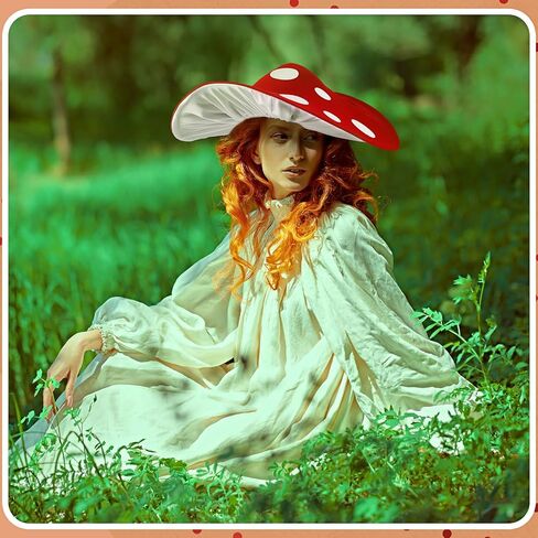 Liitrsh Mushroom Hat Costume Cosplay Accessory Oversized with Wired Brim Red Cap Felt Hat for Women Men Adult Christmas in Saudi Arabia