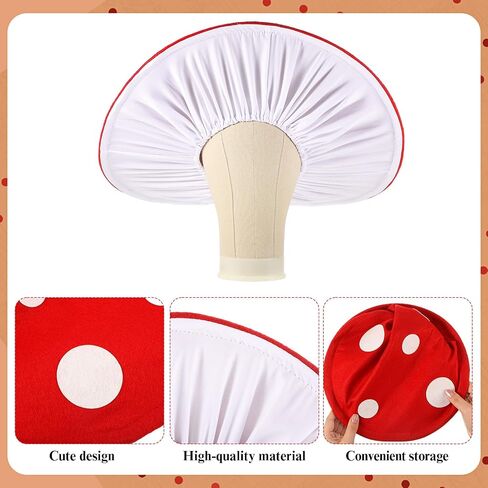 Liitrsh Mushroom Hat Costume Cosplay Accessory Oversized with Wired Brim Red Cap Felt Hat for Women Men Adult Christmas in Saudi Arabia