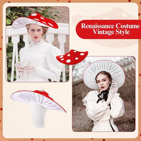 Liitrsh Mushroom Hat Costume Cosplay Accessory Oversized with Wired Brim Red Cap Felt Hat for Women Men Adult Christmas in Saudi Arabia