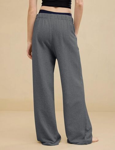 Hesayep Women Women Wide Sweatpants فضفاضة الساق مستقيم الساق السراويل مرنة عالية الخصر بخصر مع جيوب in Saudi Arabia