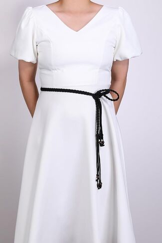 CHIC DIARY Women's Braided Rope Belt Boho Handwoven tie Waist Belt for Dresses Fringe Waistband with Beads in Kuwait