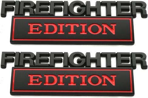 2pcs Big Size Firefighter Edition Emblem, Firefighter Edition Decal Car Badge for Pickup Truck Car Truck Motorcycle F150 F250 F350 (Red) in Kuwait