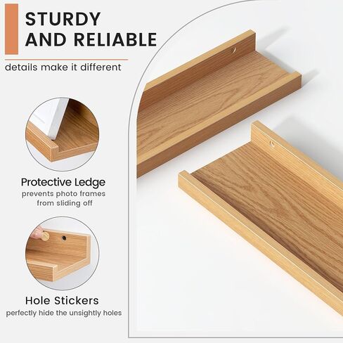 Floating Picture Ledge Shelves for Wall Set of 8, 16 Inch Wall Shelves with Lip Long Large Nursery Book Shelf for Toys Storage Kids Bookshelf Wall Mounted Living Room Bedroom Decor Frames in Saudi Arabia
