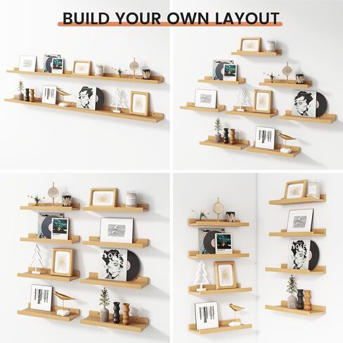 Floating Picture Ledge Shelves for Wall Set of 8, 16 Inch Wall Shelves with Lip Long Large Nursery Book Shelf for Toys Storage Kids Bookshelf Wall Mounted Living Room Bedroom Decor Frames in Saudi Arabia
