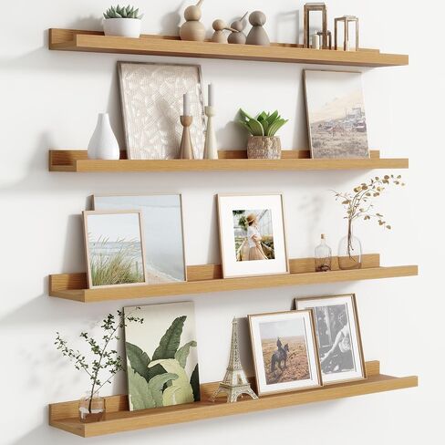 Floating Picture Ledge Shelves for Wall Set of 8, 16 Inch Wall Shelves with Lip Long Large Nursery Book Shelf for Toys Storage Kids Bookshelf Wall Mounted Living Room Bedroom Decor Frames in Saudi Arabia
