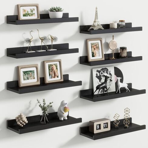 Floating Picture Ledge Shelves for Wall Set of 8, 16 Inch Wall Shelves with Lip Long Large Nursery Book Shelf for Toys Storage Kids Bookshelf Wall Mounted Living Room Bedroom Decor Frames in Kuwait