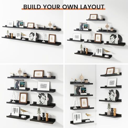 Floating Picture Ledge Shelves for Wall Set of 8, 16 Inch Wall Shelves with Lip Long Large Nursery Book Shelf for Toys Storage Kids Bookshelf Wall Mounted Living Room Bedroom Decor Frames in Kuwait