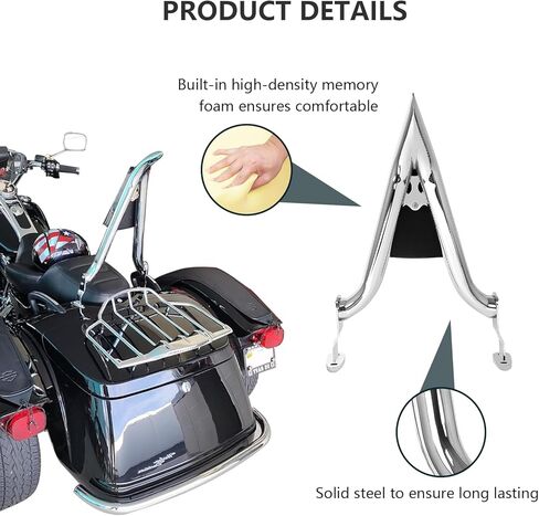 16" Black Road Glide 3 & Freewheeler Sissybar Pad Motorcycle Passenger Backrest Sissy Bar for Harley Davidson FLRT FLTRT 2015-2024 in Kuwait