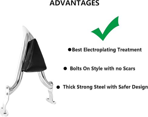 16" Black Road Glide 3 & Freewheeler Sissybar Pad Motorcycle Passenger Backrest Sissy Bar for Harley Davidson FLRT FLTRT 2015-2024 in Kuwait