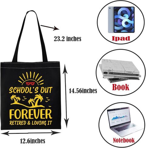 PWHAOO Retired Teacher Tote Bag Out Forever Retired Loving It Tote Bag Teacher Appreciation Gift in Saudi Arabia