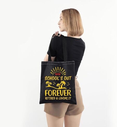 PWHAOO Retired Teacher Tote Bag Out Forever Retired Loving It Tote Bag Teacher Appreciation Gift in Saudi Arabia