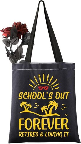 PWHAOO Retired Teacher Tote Bag Out Forever Retired Loving It Tote Bag Teacher Appreciation Gift in Saudi Arabia