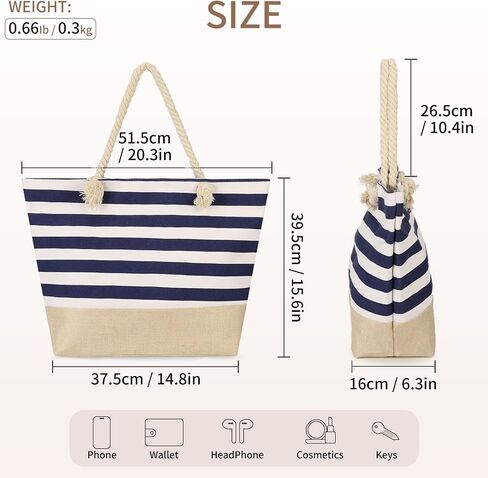 Beach Bags for Women Large Waterproof Tote Bag with Zipper Lightweight Canvas Reusable Grocery Shopping Shoulder Bag in Saudi Arabia