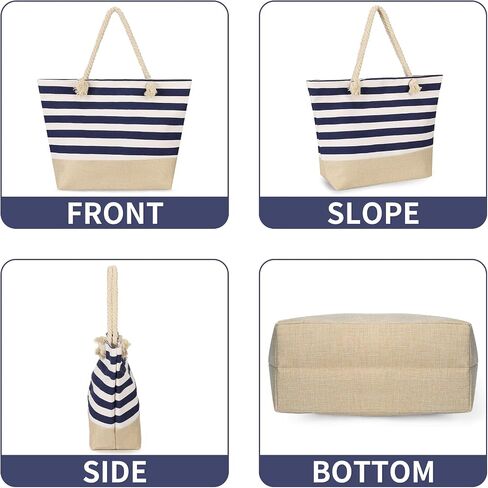 Beach Bags for Women Large Waterproof Tote Bag with Zipper Lightweight Canvas Reusable Grocery Shopping Shoulder Bag in Saudi Arabia